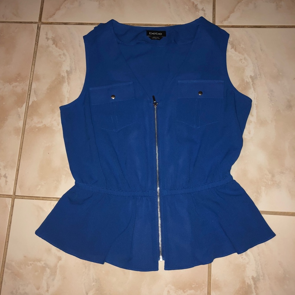 Bebe Zipper Blue Blouse